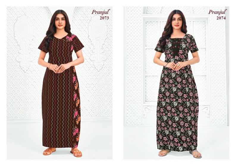 Pragati Vol 20 By Pranjul Pure Cotton Printed Nighty Gown 